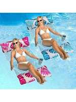 2 Packs Hammock Pool Floats Adults, 4-In-1 Multi-Purpose Inflatable Pool Floats PVC Water Hammock Lounge Floaties