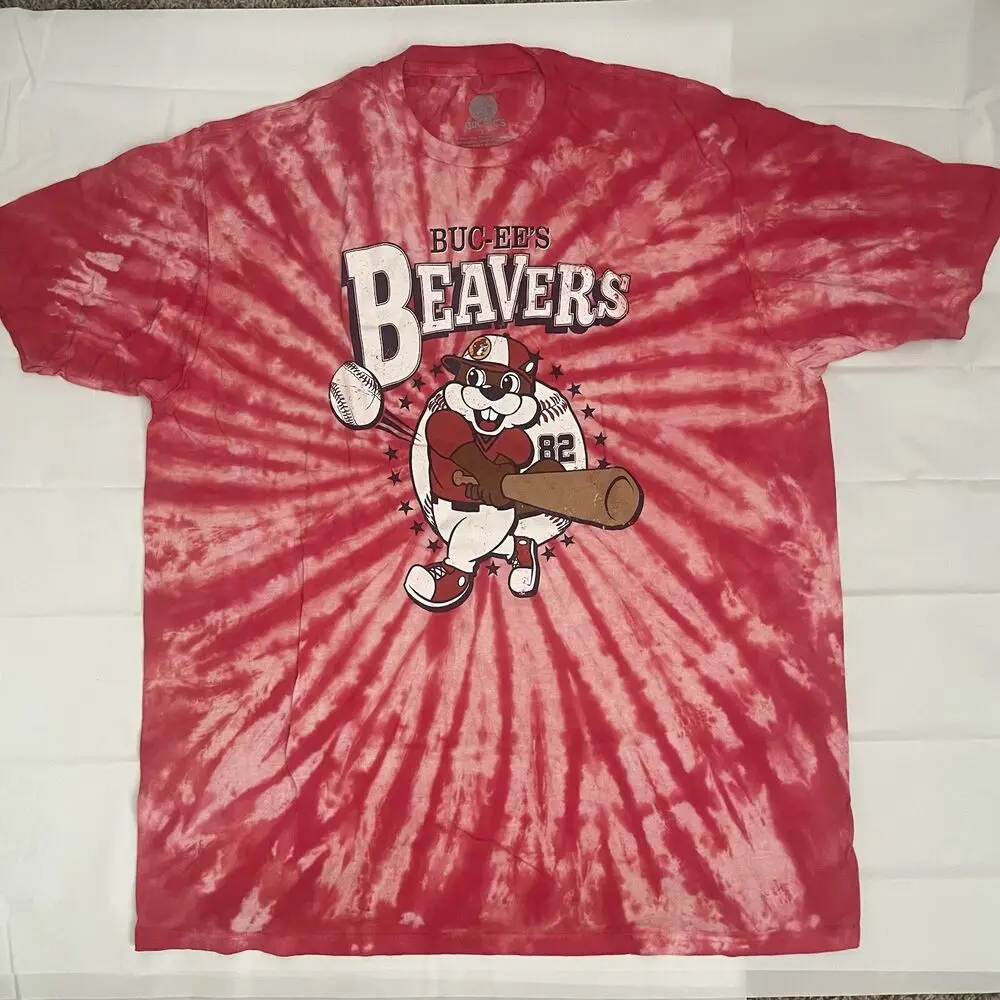 New BUC-EE’S BEAVERS Tie Dye Big XL T-Shirt Dyed Baseball Bucees Red