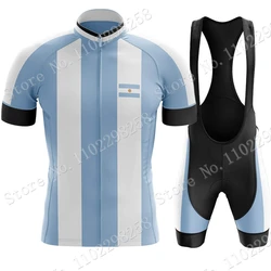 National Team Argentina Flag 2023 Cycling Jersey Set Summer Bicycle Clothing Men Road Bike Shirts Suit Bicycle Bib Shorts MTB