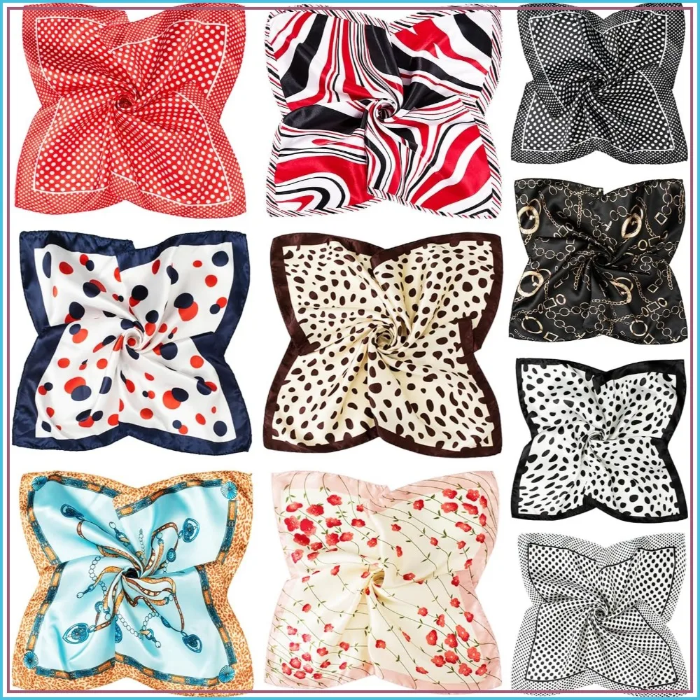 

10 Pcs Mixed Square Satin Scarf Set 20x20 inch - Fashion Neck Head Scarf for Women
