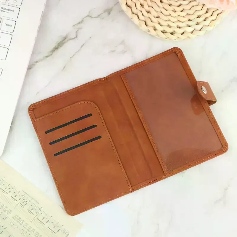 Airplane Embossed PU Leather Passport Cover Snap Button Multi Card Slot Travel Passport Holder For Business Trip Vacation