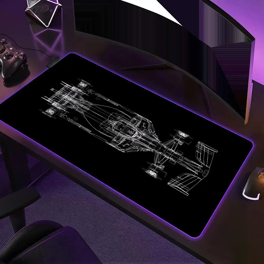 

Дизайн гоночного автомобиля Коврик для мыши RGB Подсветка Коврик для мыши Офисные компьютерные аксессуары Коврик для клавиатуры ПК Светодиодный противоскользящий коврик для игрового стола
