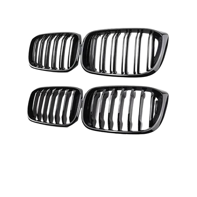 

2 шт., одна двойная решетка, передние решетки для почек для BMW 3 4 X3 X4 G01 G02 G08 2018-2021, глянцевые черные гоночные грили, Стайлинг автомобиля