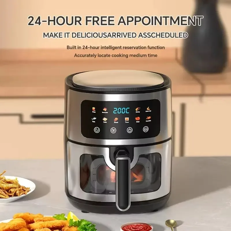 Smart touch 8L air fryer, multi-functional household equipment, smoke-free function
