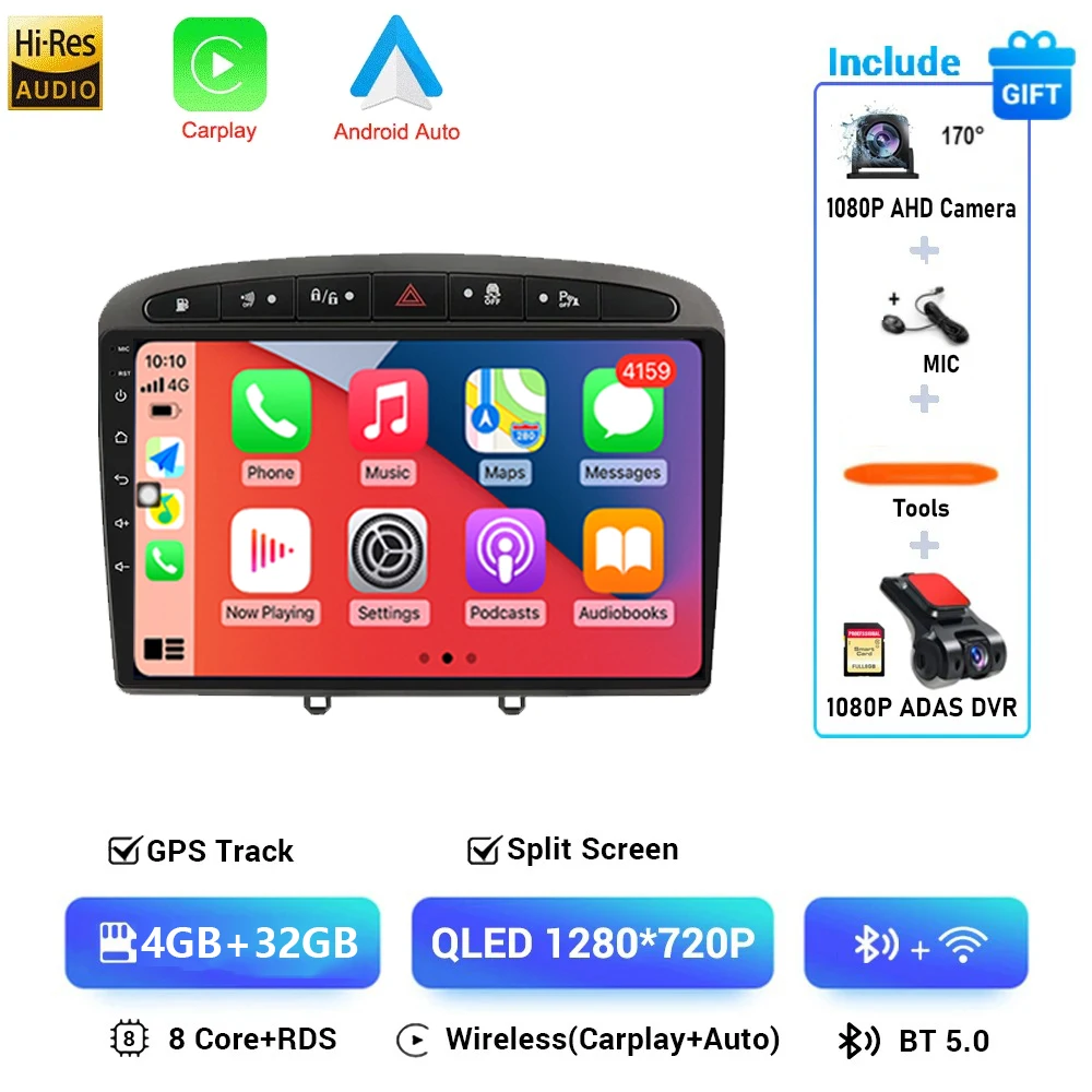 Android 16 Voor Peugeot 308 308SW 408 2012-2020 2K QLED Stereo Autoradio Multimedia Video Player GPS AI Voice CarPlay 4G DSP