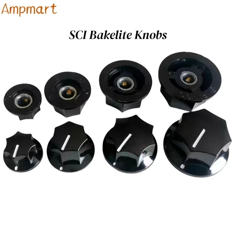 Bakelite Knobs for Audio Amplifiers, Speakers, Effects Pedals, Potentiometers, and Guitar Switches—6.4mm Hole