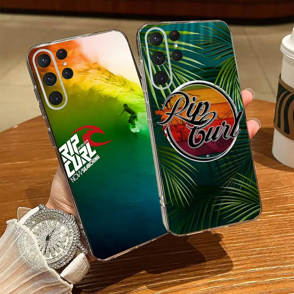 

Blue Water Surf Beach Rips Curls Phone Case For Samsung S24,30,21,22,23,20 FE,lite,PIus,Ultra,5G,Note,9,10 Transparent Cover