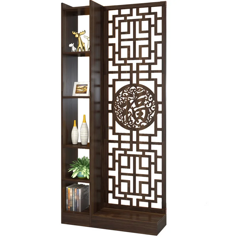 New Chinese-style living room screen partition decoration household double-sided simple modern foyer entry door solid wood p