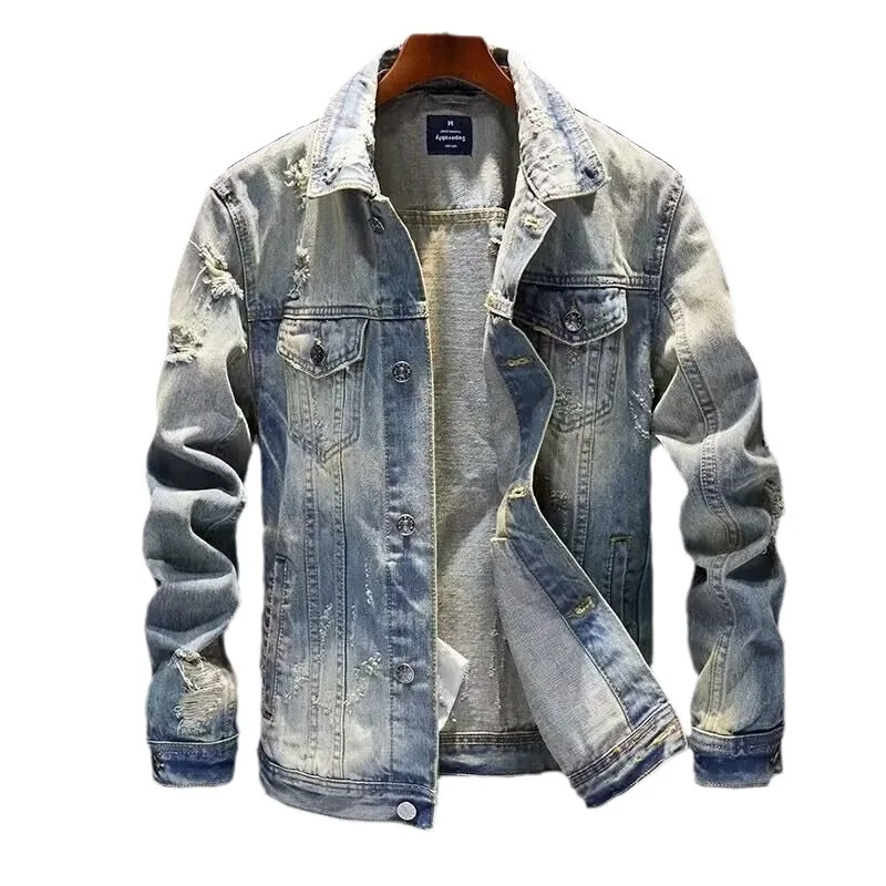 Spring and Autumn Men's Denim Jackets Are Loose, Casual, and Versatile. Autumn's New Trendy and Trendy Outerwear Jacket