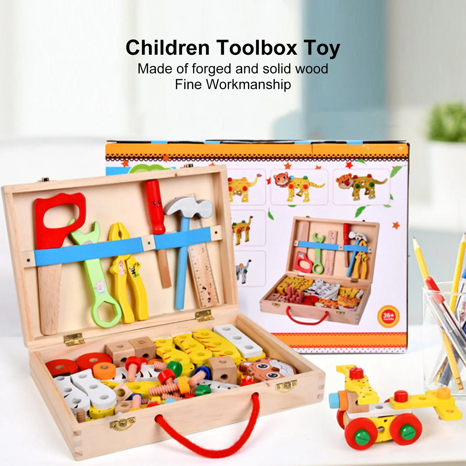 Wooden Toolbox Toys DIY Fine Workmanship Toolbox Puzzle Toy Educational Construction Kids Toys