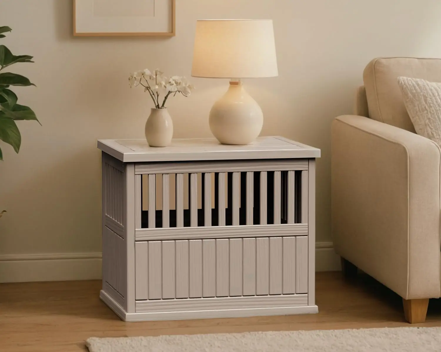 42 Inch Dog Crate Furniture Lockable Indoor Large & Medium Heavy Duty Pet Cage End Table Grey, Customized