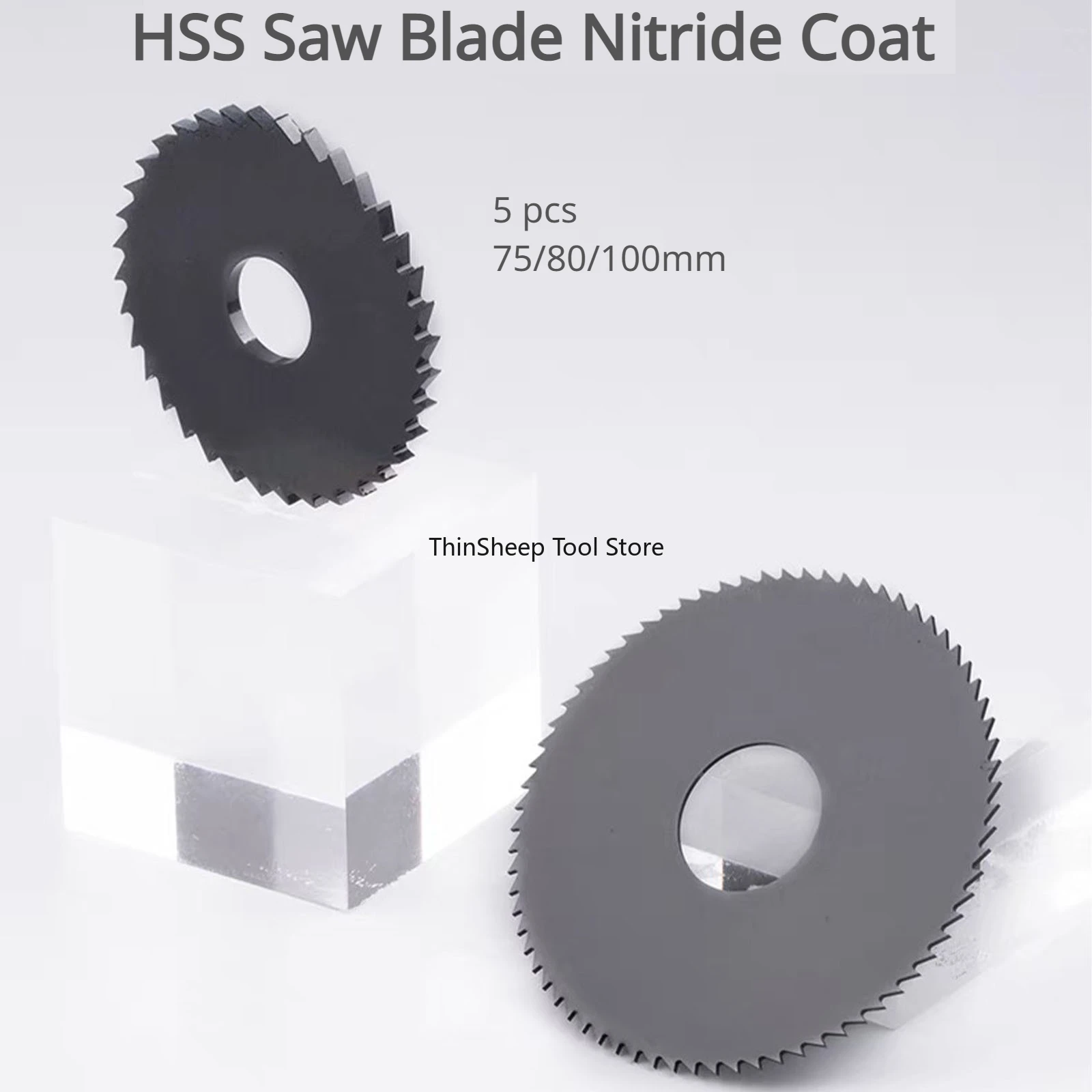 75/80/100mm 5pcs HSS Circular Saw Blade Disc Black Nitride Coat Milling Cutter Multipurpose Slitting Slotting Copper Aluminum