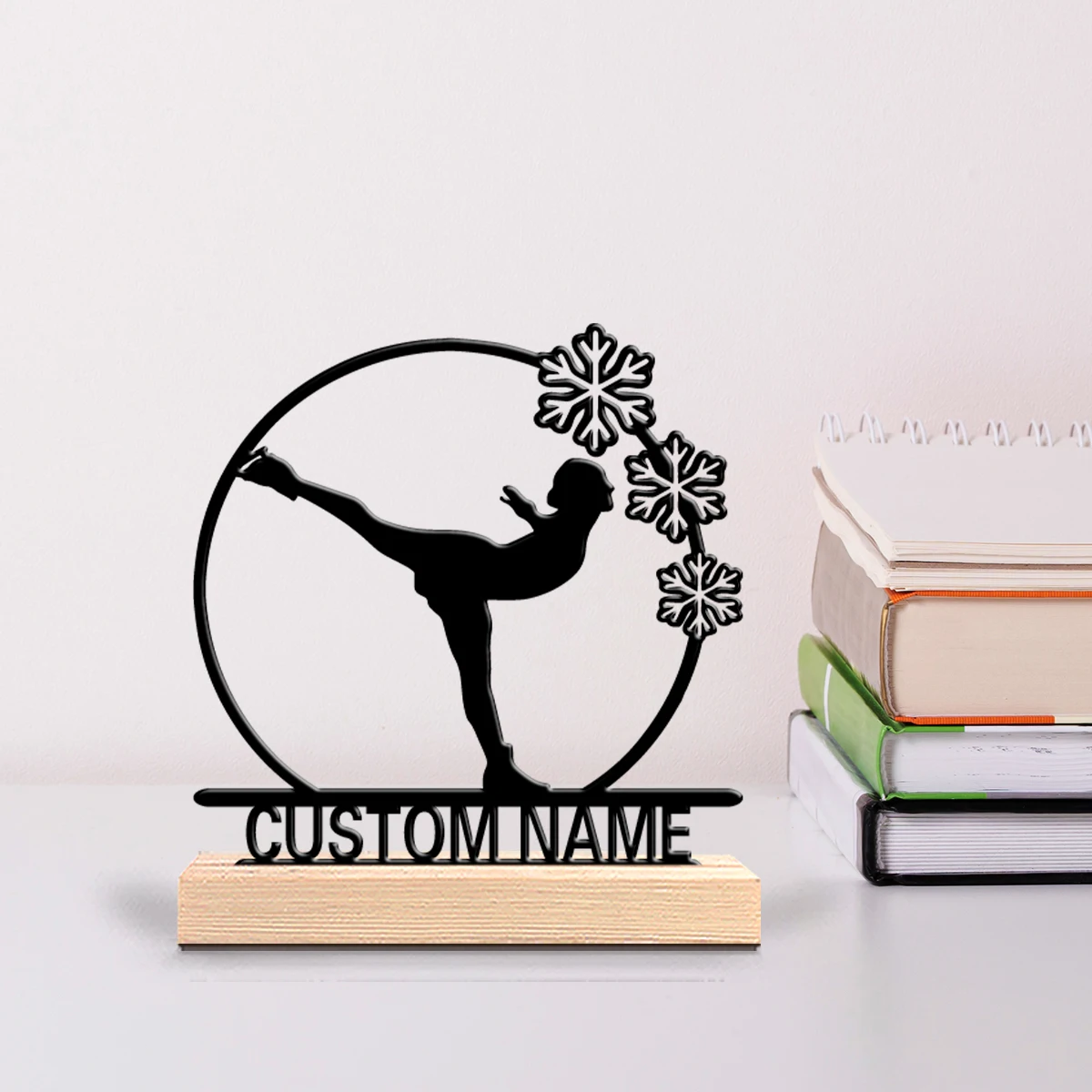 1pc Romantic Personalized Custom Ice skating Modern Wooden Base Decor for Office Living Room Nature-Inspired Easter decorations