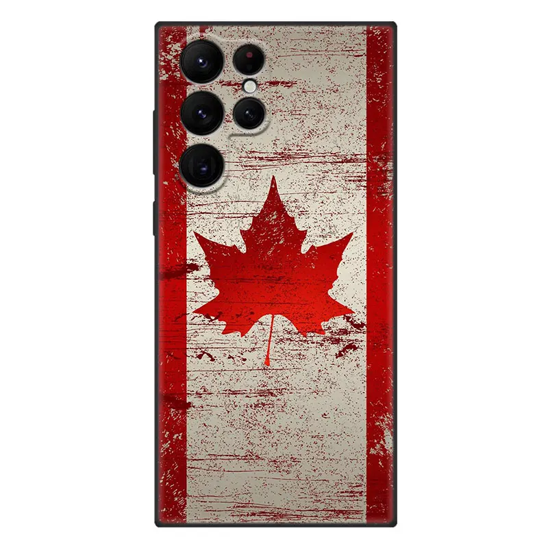 Canada Flag Phone Case For Samsung Galaxy S23 S22 S21 Ultra S20 FE 5G S10E S10 Lite S9 S8 Plus S7 Edge Black Cover