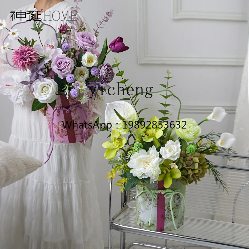 AA new Chinese cheongsam hug bucket flower arrangement ornament simulation living room decoration flower fairy garden