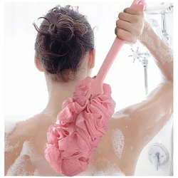 Bath Brush Long Handle Color Hanging Soft Mesh Wavy Bath Brush Scrub Back Body Bath Shower Scrubber Brush Bathroom Gadgets