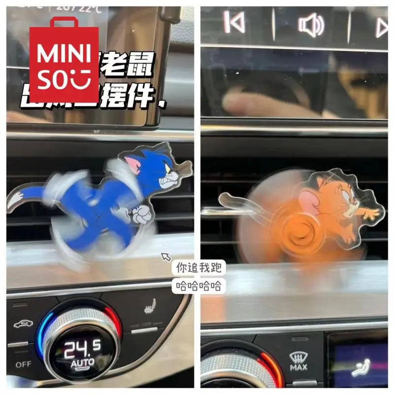 Kawaii Anime MINISO Cats and Mice Car Air Conditioning Ornaments Cute Cartoon Car Air Outlet Interior Decoration Toys for Kids