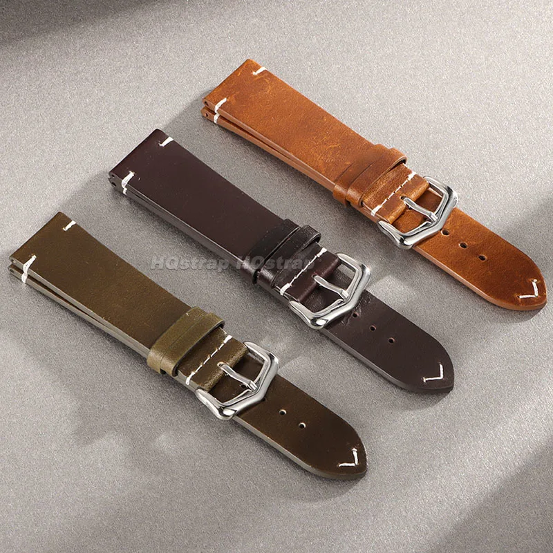 18/19/20/21/22/24mm lederen band vintage oliewas koeienhuid band voor Samsung Galaxy Watch 4 5 3 armband hoge kwaliteit polsband