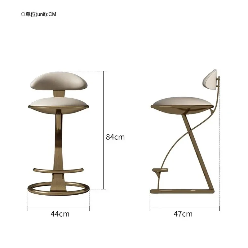 Designer High Stool Italian Light Luxury Bar Chairs Creative Bar Furniture Home Stainless Steel Cafe Kitchen Backrest Bar Chair