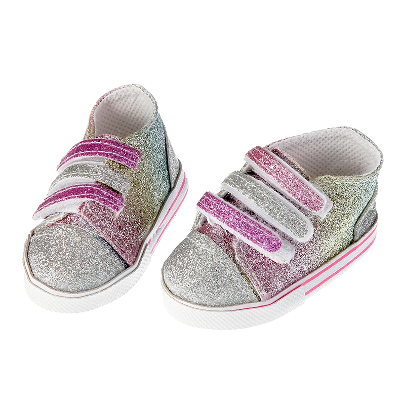 7CM Color Shiny Matte Canvas Doll Shoes For 18 Inches American Dolls Cute Sneakers For 43cm Baby New Born&OG Girl Dolls Toy