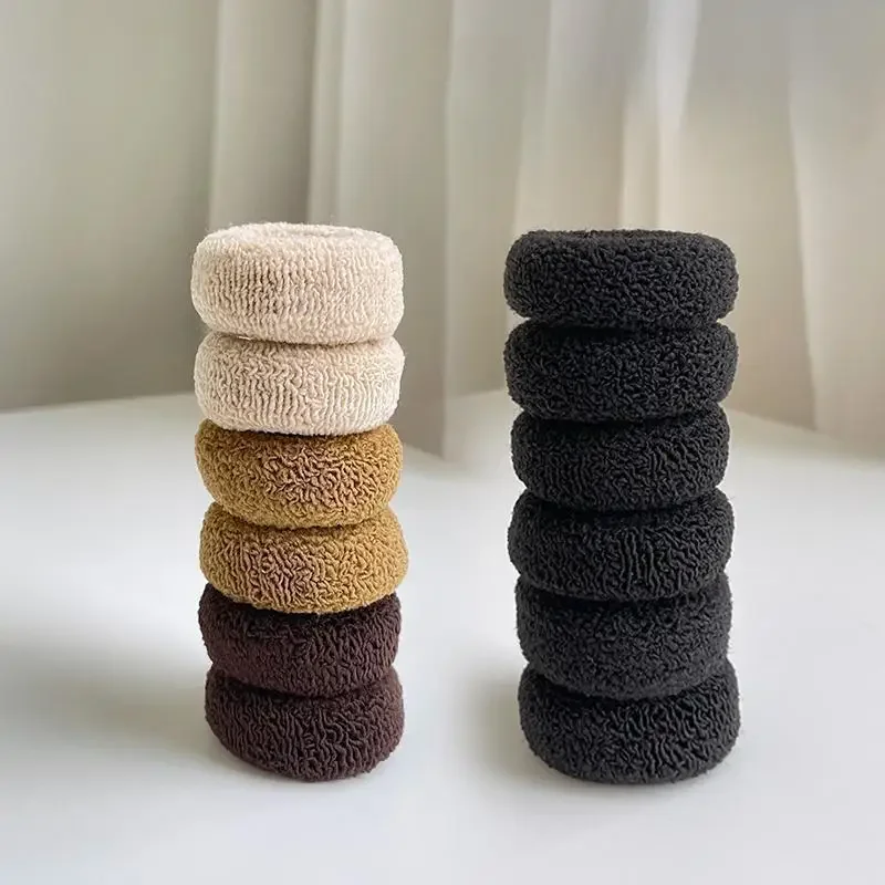 6pcs/bag Korean High Elastic Hair Bands Thick Hair Rope Ring Updo Ties Headwear Girls Kids Women Girls Hair  Accessories