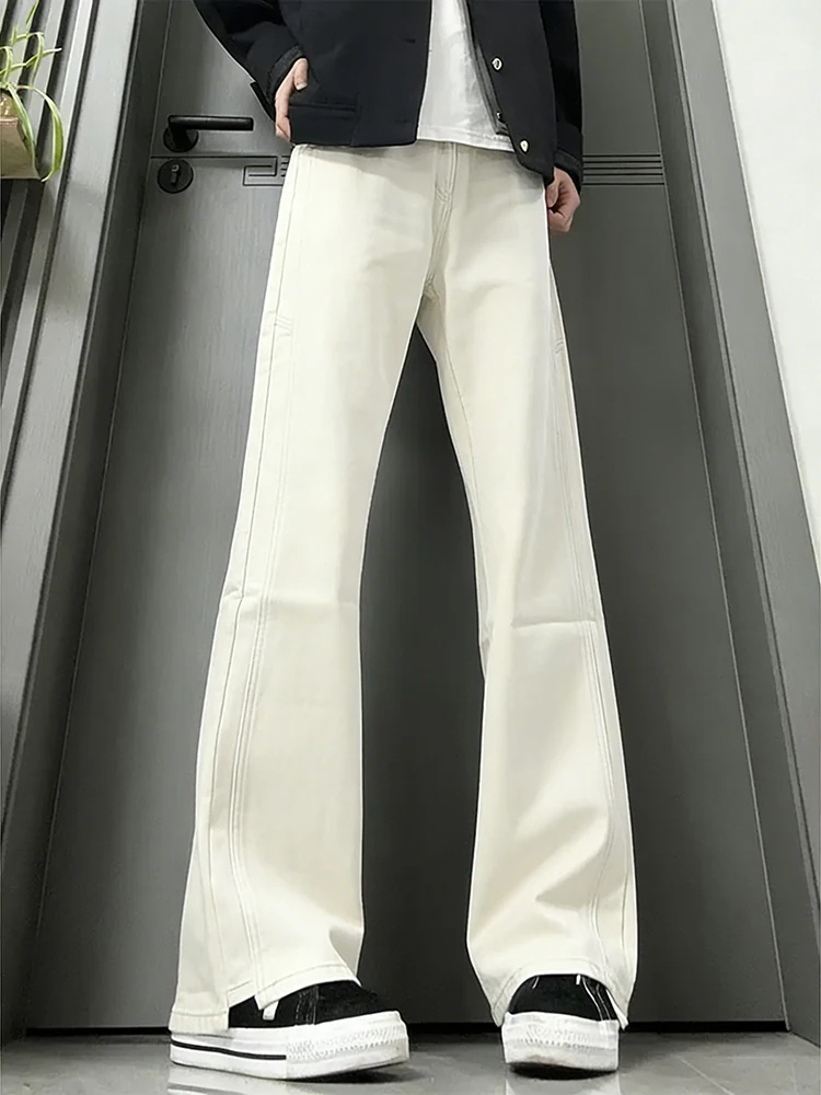 

Slim Fit Micro Flare Straight Leg Jeans Men's Spring Autumn American Style Low Waist Bootcut Casual Breathable Jeans