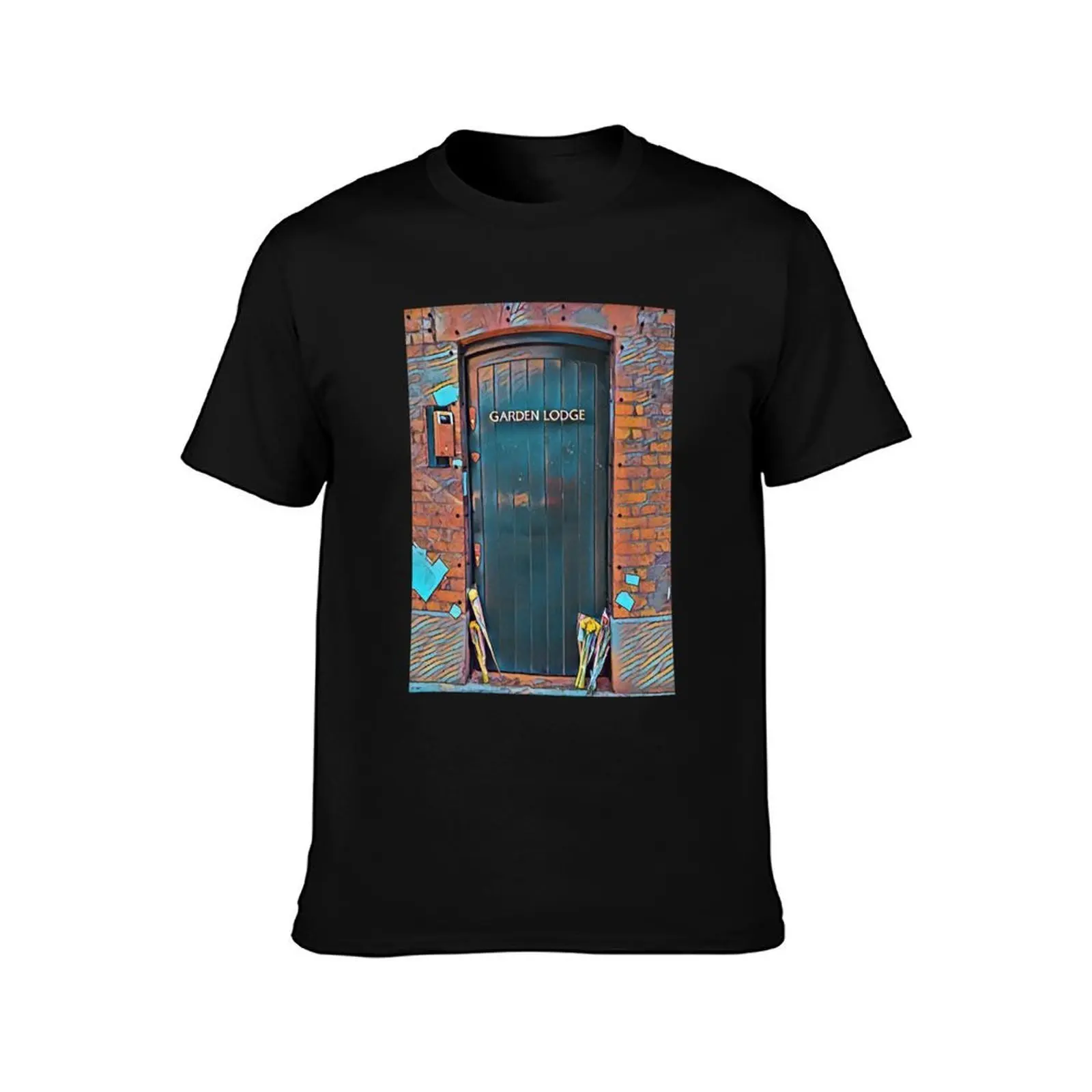 Garden lodge T-Shirt, Summer Casual Cotton Tee, Oversized Streetwear Tops, Vintage Graphic Print, Loose Fit Short Sleeve