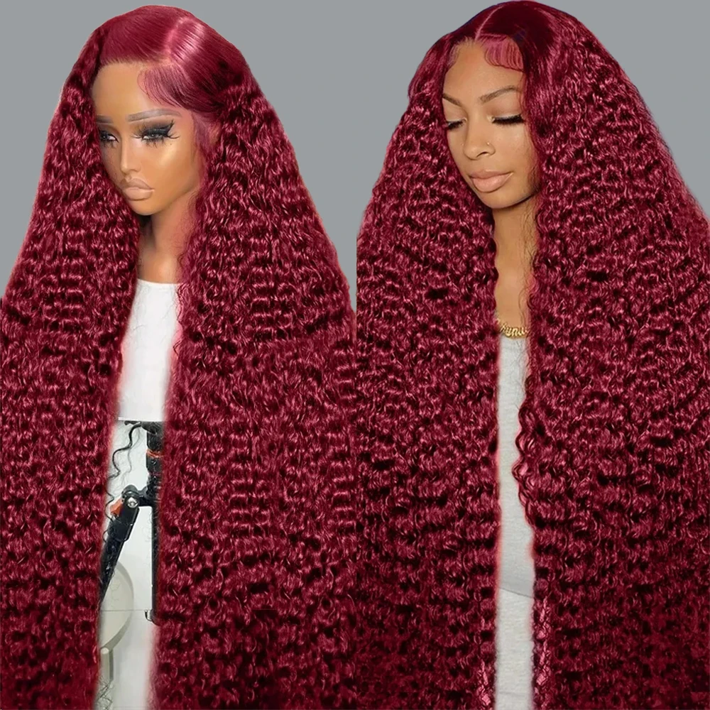 

Deep Wave 99j Burgundy 13x4 Lace Frontal Human Hair Wig Glueless Wig Human Hair Ready To Wear Raw Hair Wig For Women Red Colored