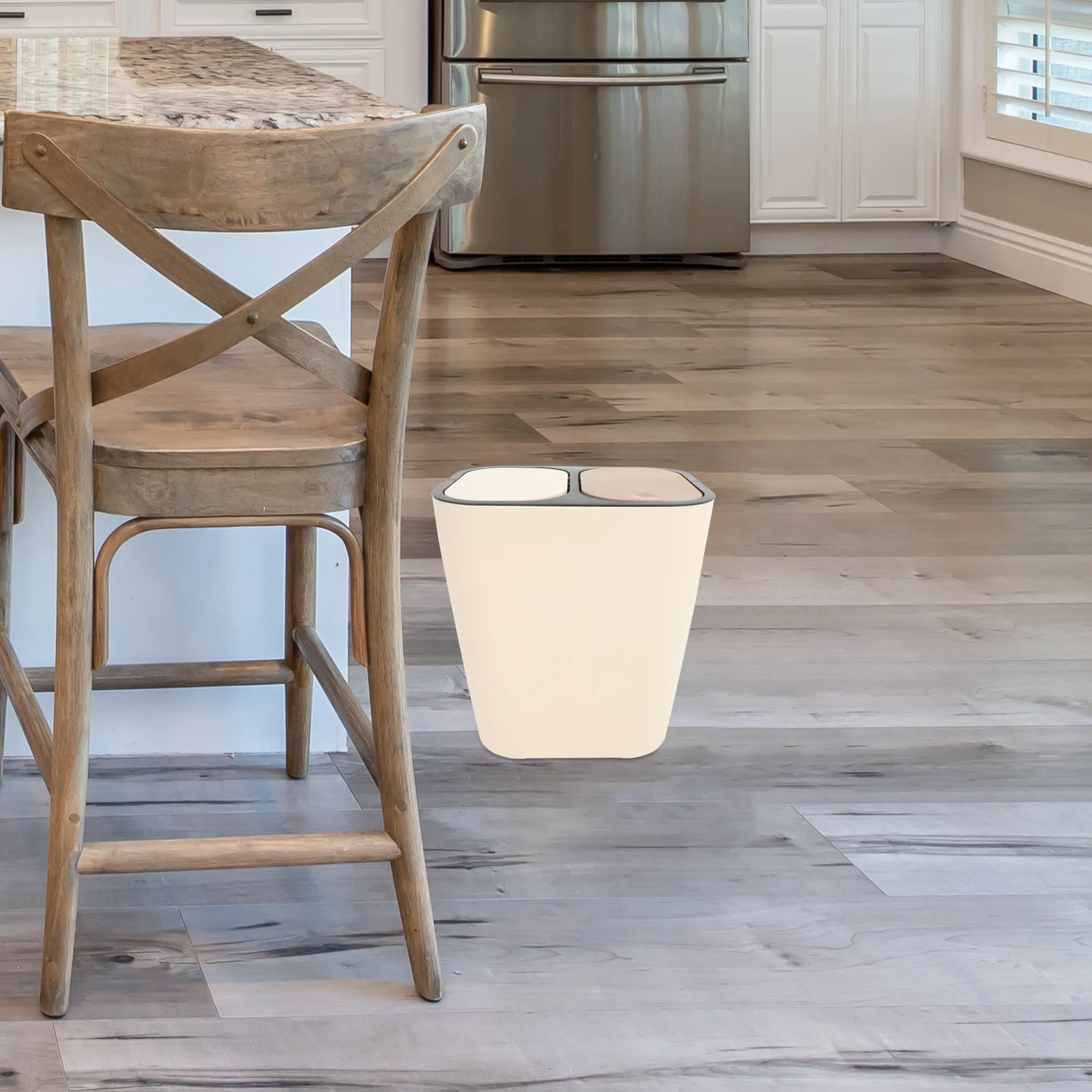 

Dry Wet Separation Trash Can Slim Dual Compartment With Popup Lid For Kitchen Bathroom Office Use Large Capacity Household