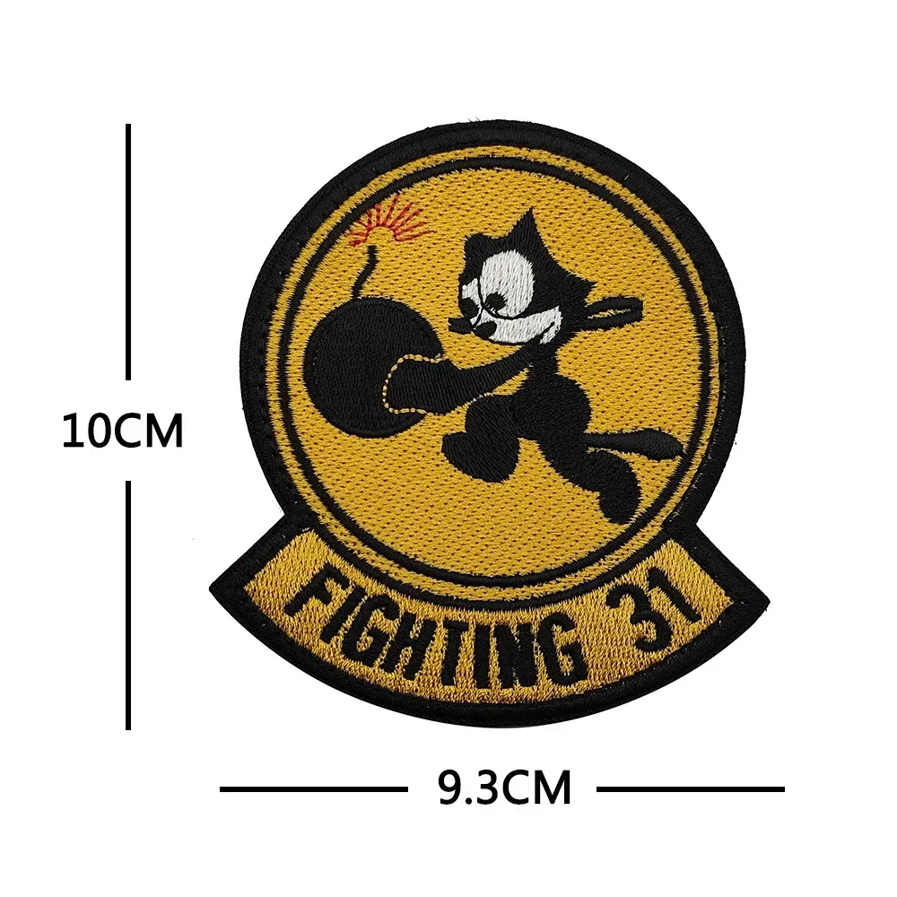 VFA-41 VF-31 Tactical Cat ricamo Hook & loop patch F-14 Cats Squadron Magic Stickers distintivi di stoffa Appliques di equipaggiamento militare