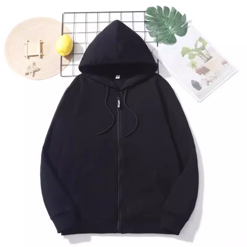 New Women Spring Autumn Sweatshirt Fashion Long Sleeve Hooded Zip-up Loose Sweatshirt Simplicity Casual Basic Cotton Coat