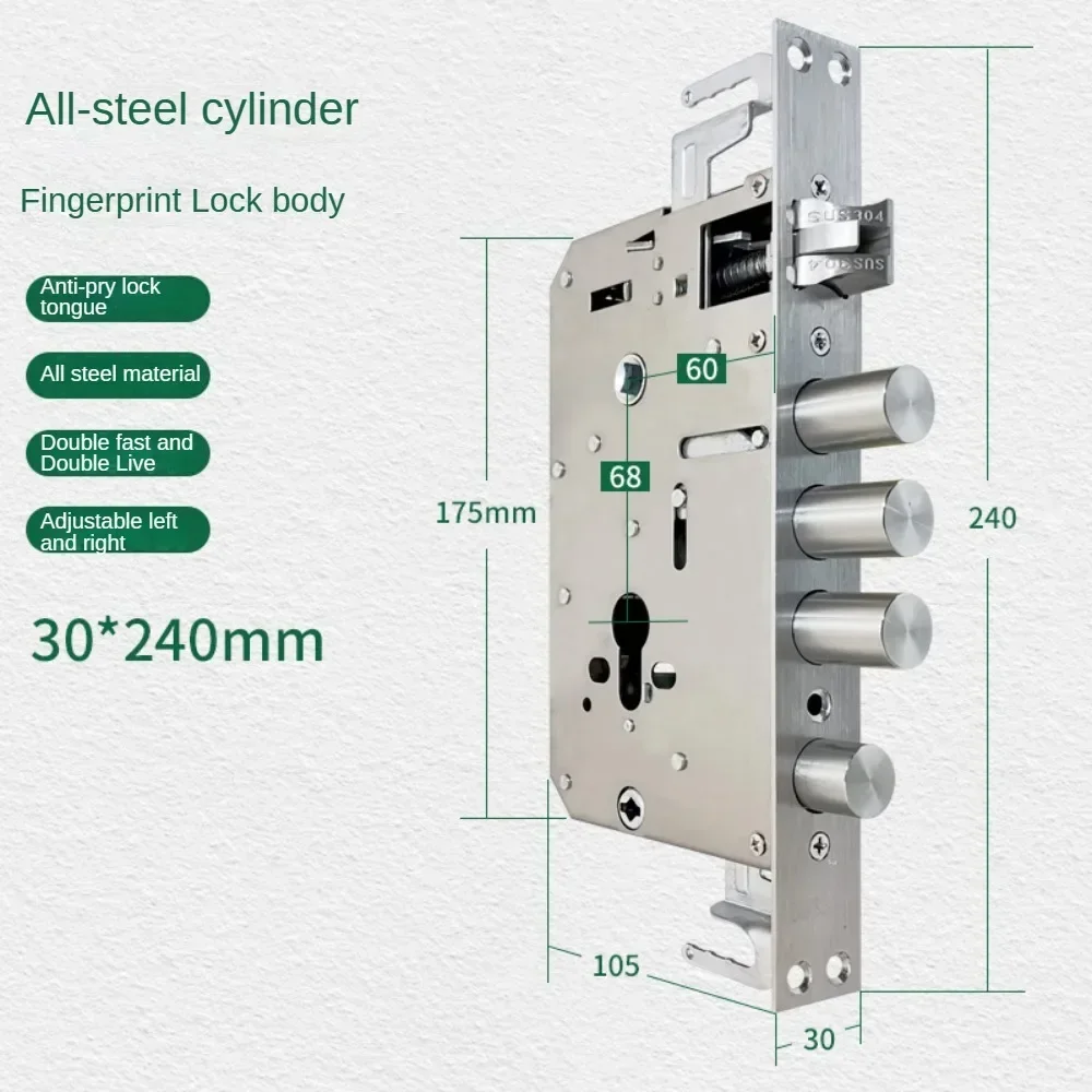 Fingerprint lock body,  double active stainless steel intelligent lock, Security and anti-theft door, wooden for door lock