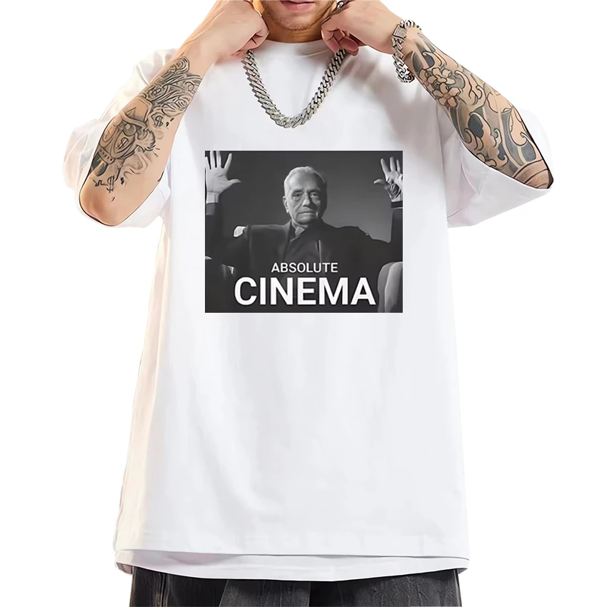 

2025 New in Absolute Cinema Funny Meme Humor short sleeve T-shirts Men Women vintage T shirt Unisex Oversized 100% Cotton Tops