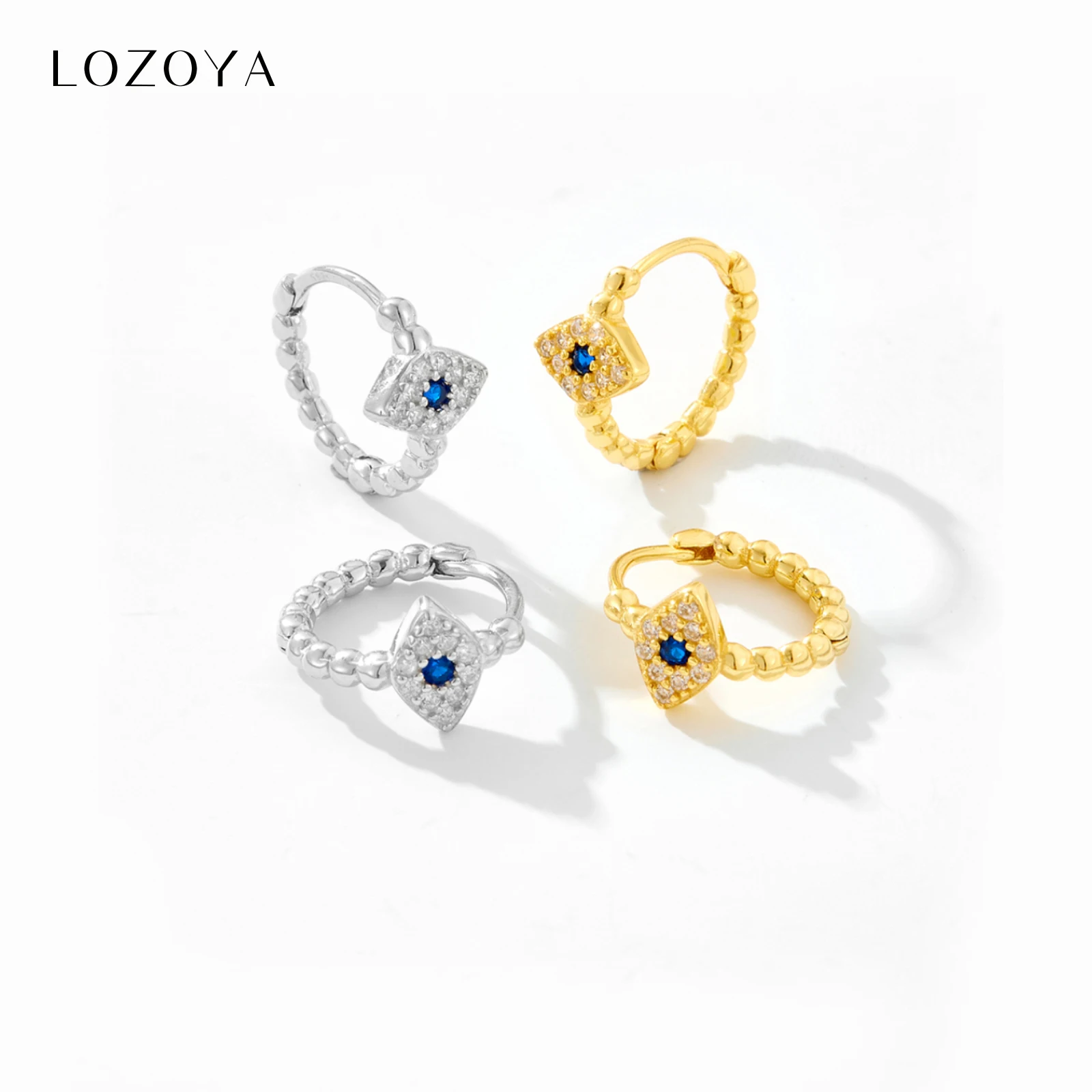 

Серьги-кольца LOZOYA из стерлингового серебра 925 пробы с синим цирконом «Глаза дьявола» для женщин, 2026, роскошные, модные, повседневные, для вечеринок, изысканные ювелирные изделия