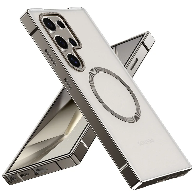 

New metal magnetic phone case suitable for SamsungS25ultra S24U S25U S24ultraIrregular Frame Matte Protective Case