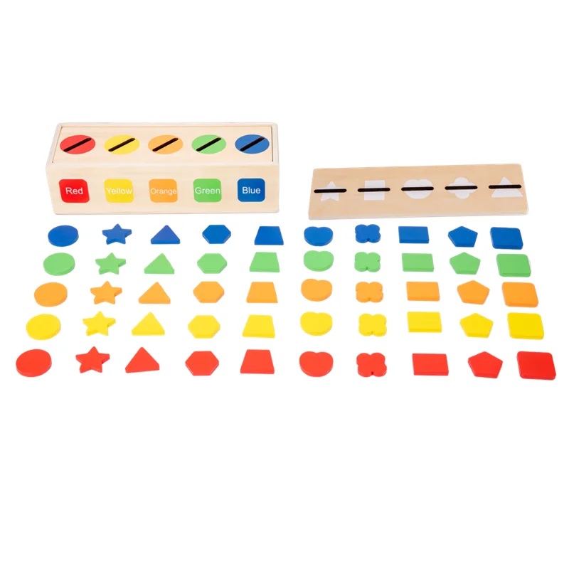 

Montessori Educational Toys Wooden Sorting Box Colors/ Shapes Matching Game Coin Activities for Kids Fine Motor Skill Practice