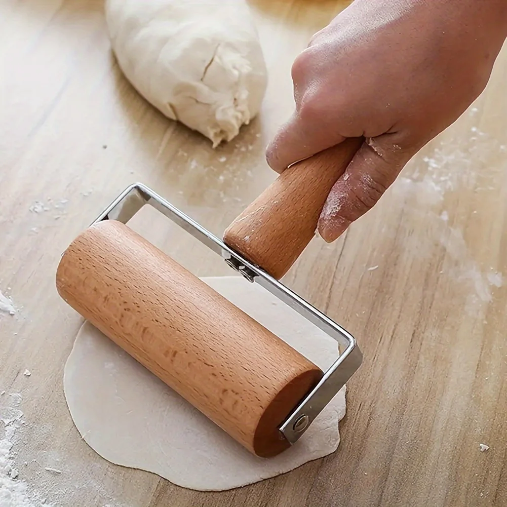 1pc Small Rolling Pin, Wooden Dough Roller, Non-Stick Pizza Roller, Dough Baker Roller Set for Home Kitchen Baking Cooking