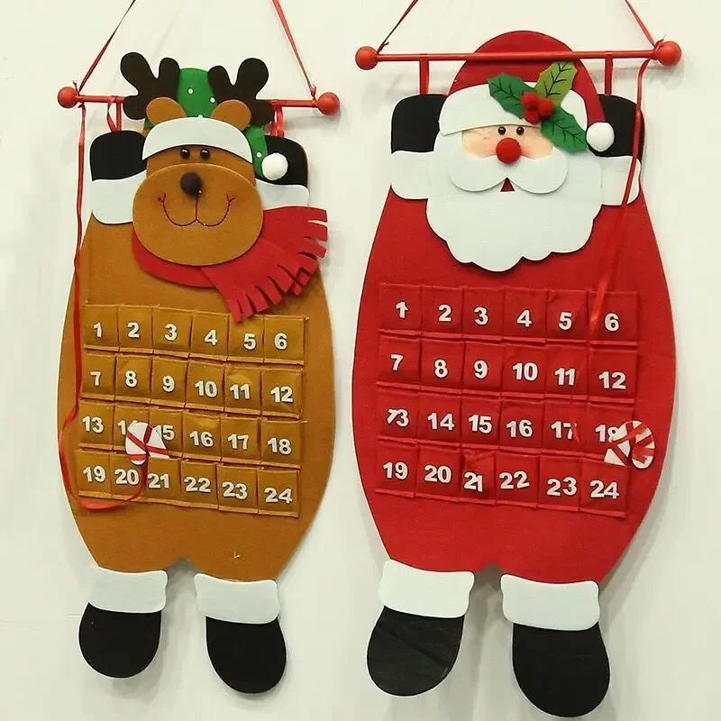 

1pcs Christmas Old Man Snow Man Deer Calendar Advent Countdown Calendar Hanging Pendant Decorations for Home