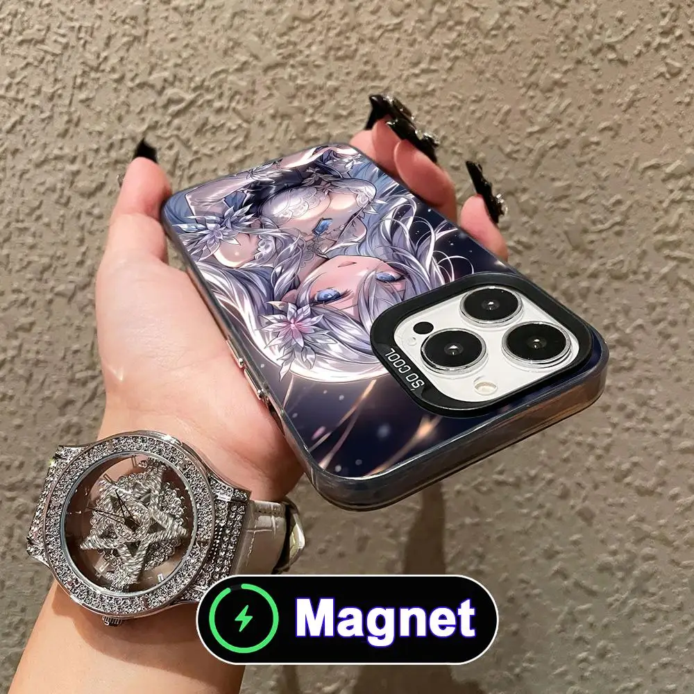 

Date a Live Mio Takamiya Phone Case for iPhone 17 16 15 14 13 12 11 Air Pro Max Plus Colorful Silver Magnet Cover