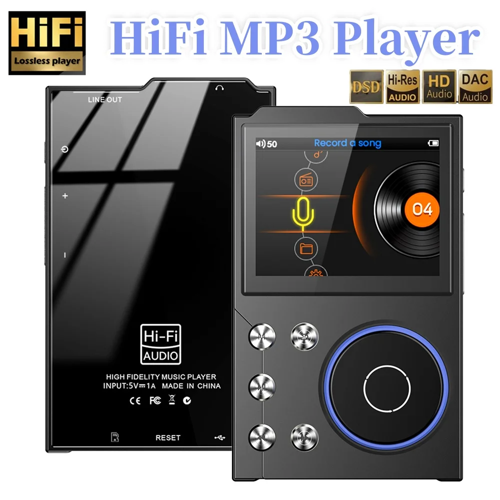 Lettore MP3 HiFi Lettore audio portatile Lettore audio HiFi Lossless Lettore musicale audio digitale portatile Supporto MP1, MP2, MP3, WMA