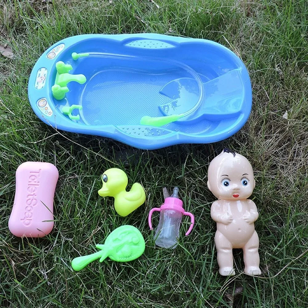Ensemble de bain pour poupées, jeu de simulation, jouets de soins pour bébé fille et garçon, ensemble de poupées avec accessoires de baignoire, jouets pour tout-petits, cadeaux d'anniversaire