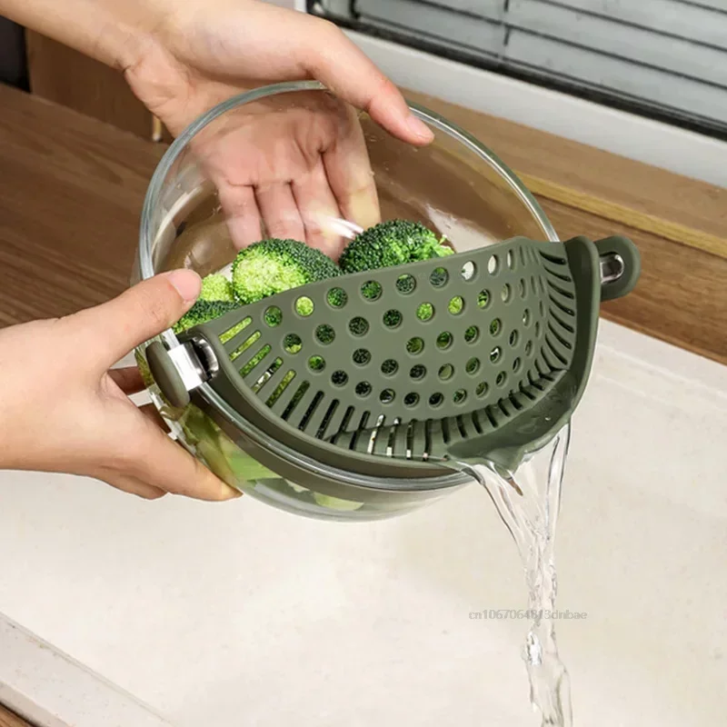 Silicone Strainer Clip-on Pan Pot Side Drainer Fruit Vegetable Noodle Drainage Filter Pour Baffle Colander Kitchen Gadgets