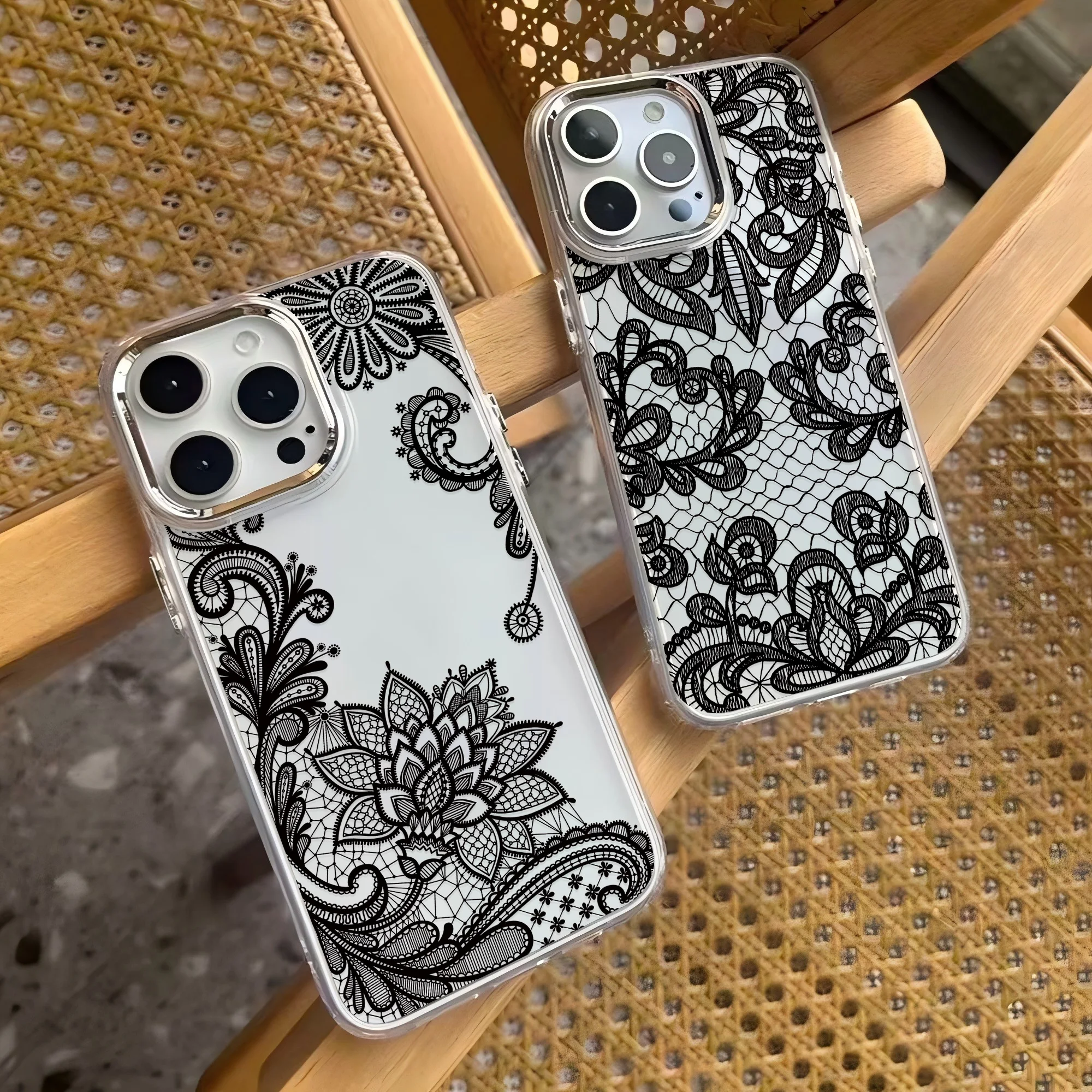 Y2K Lace Pattern Phone Case For Xiaomi Mi Poco M7 X7 X6 F5 F6 X5 X4 X3 M4 GT Pro NFC 4G 5G Transparent Soft Cover