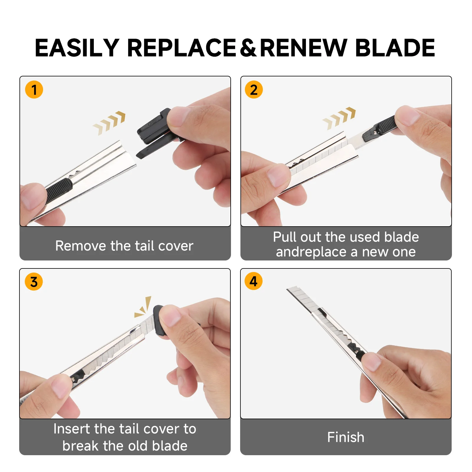 سكين EAGLE المساعدة مع 10 شفرات - 3S قاطع أمان سريع التغيير من الفولاذ المقاوم للصدأ DIY، التعبئة والتغليف، الحرف اليدوية #4