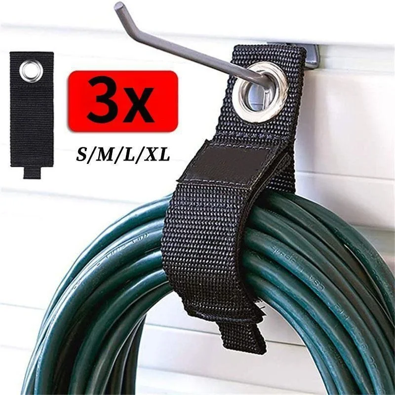 Correas de almacenamiento de alta resistencia, organizador de cables de extensión reutilizable, bridas para cables, soporte de accesorios de almacenamiento de manguera, organización de garaje, 3 uds.