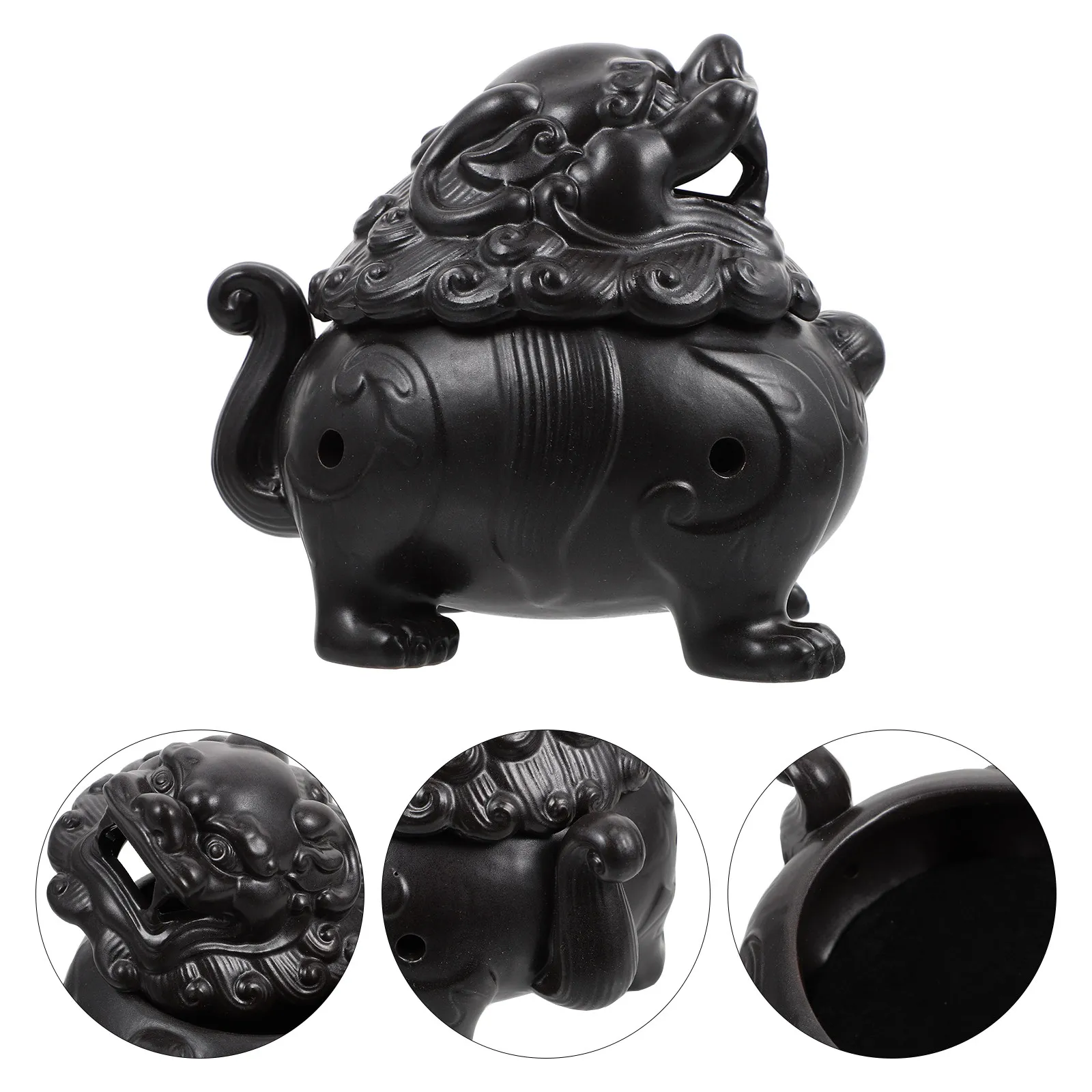 Ceramic incense burner for home users to improve home fragrance with black color and sturdy design