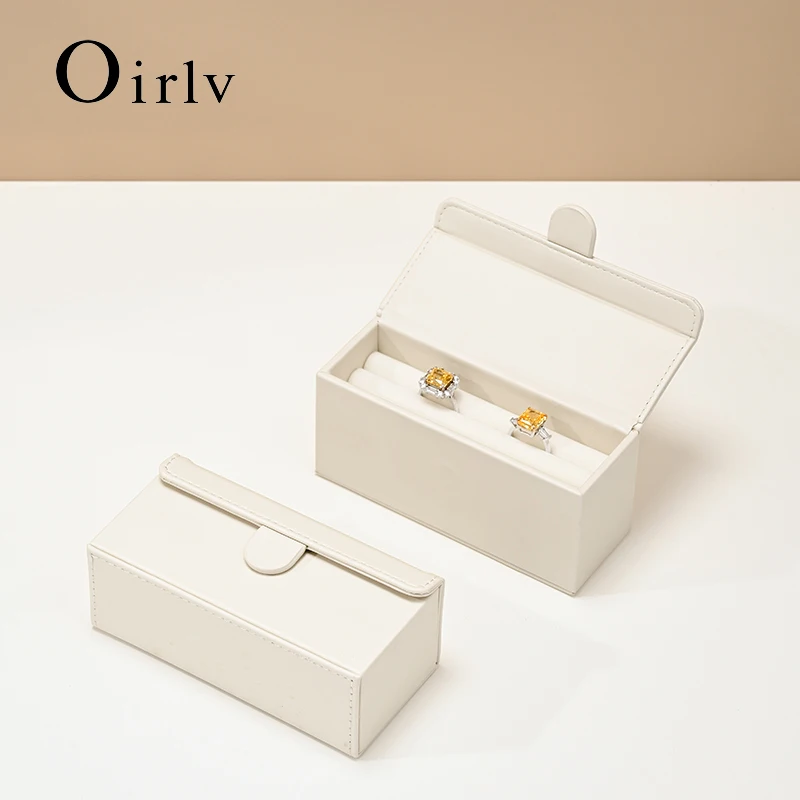 

Oirlv Jewelry Ring Box Wedding Proposal Pair Ring Box Velvet PU Leather Couple Ring Gift Box Jewelry Display Box Ring Organizer