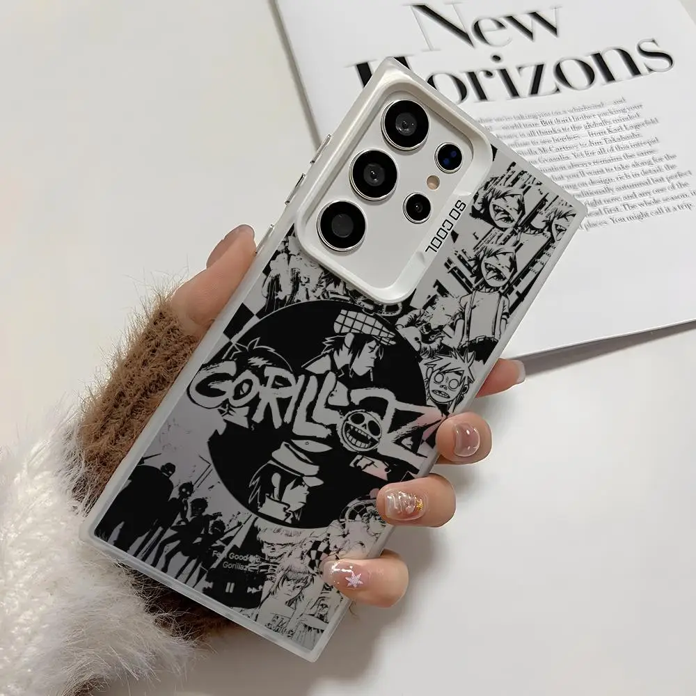 الاتجاه G-GorillazS أنيمي قضية الهاتف لسامسونج غالاكسي S25 حافة S24 S23 S22 S21 S20 الترا فوندا سيليكون غطاء فضي