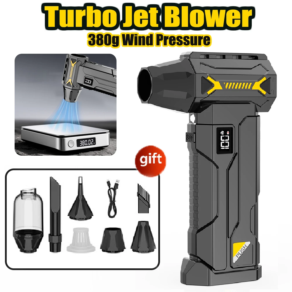 

2 скорости, регулируемый турбоструйный вентилятор, 10000 мАч, мощный воздуходувка, 380 г, тяговая тряпка со сжатым воздухом для автомобильной сушилки/ПК/уборки дома