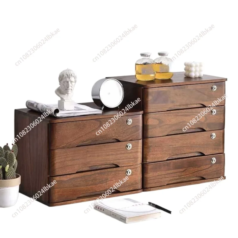 3/4 Layers Desktop Organizer Drawer Solid Wood Desk Storage Box Multi-Layer Miscellaneous Storage Cabinet Wood